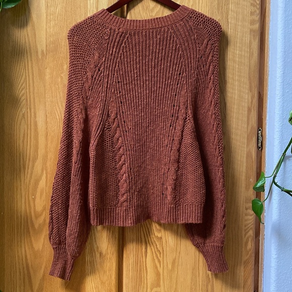 American Eagle rusty orange dolman sleeve batwing knitted boho sweater - Picture 5 of 5
